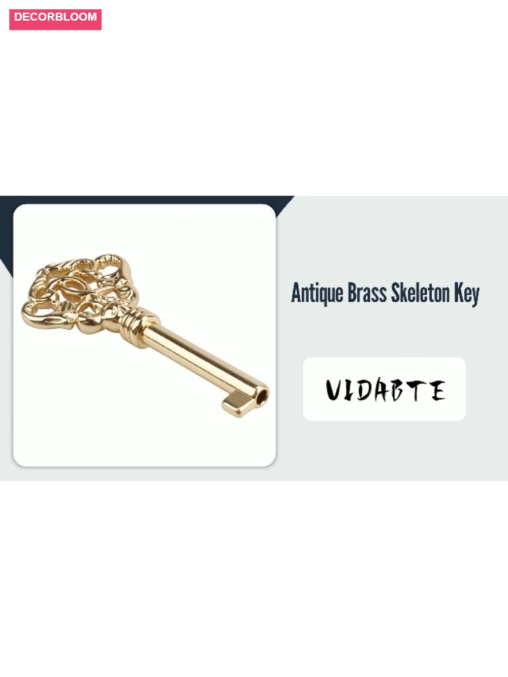 Solid Brass Skeleton Key Antique Style KYF-2 Replacement - Picture 6 of 6